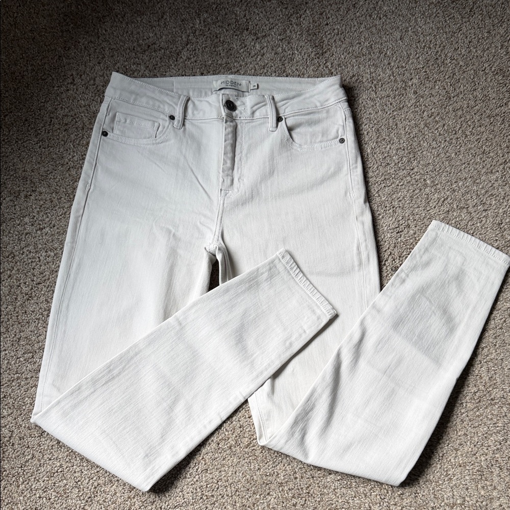 Hidden Creamy White Denim Skinny Jeans Women's Size 28 Stretch fabric Soft EUC